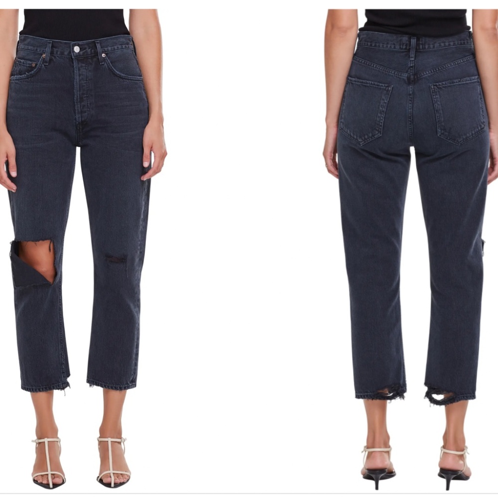 Agolde Riley Ripped Crop Straight Leg Jeans NWT